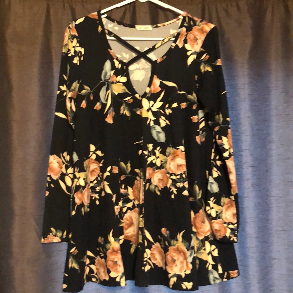 Navy floral shirt